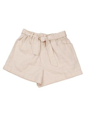 Copper Key Beige Paperbag Waist Shorts Size M NWT Neutral Linen Look